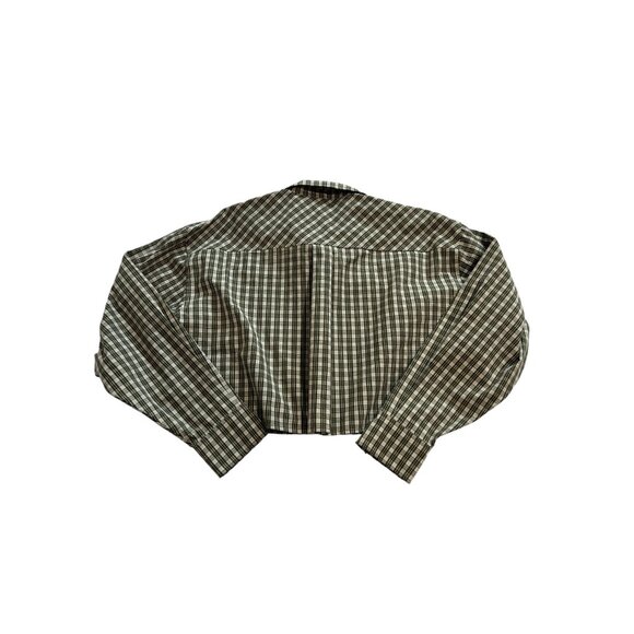 Aritzia Sunday Best Cropped Button Down Shirt in Green Plaid - Picture 2 of 3